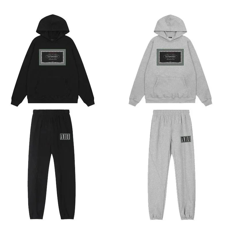 Amiri Hooded Sweatshirt Black Light Blue Gray Graphic Print