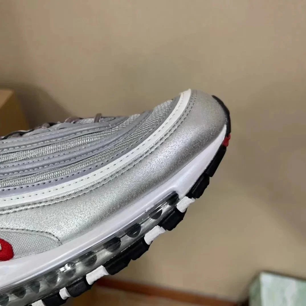Nike Air Max 97 Silver Metallic Red Casual Sneakers