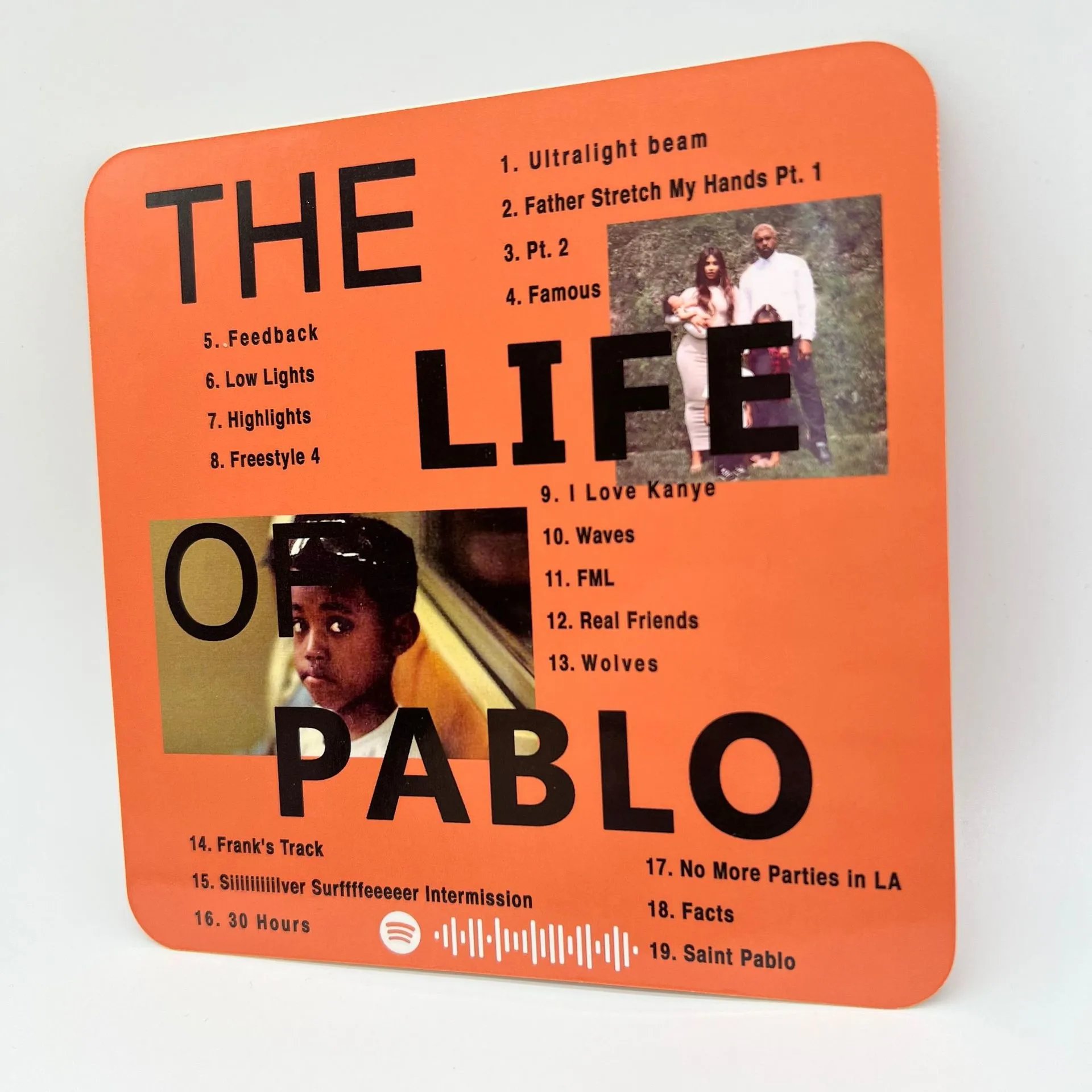 Spotify The Life Of Pablo Orange Music Coaster