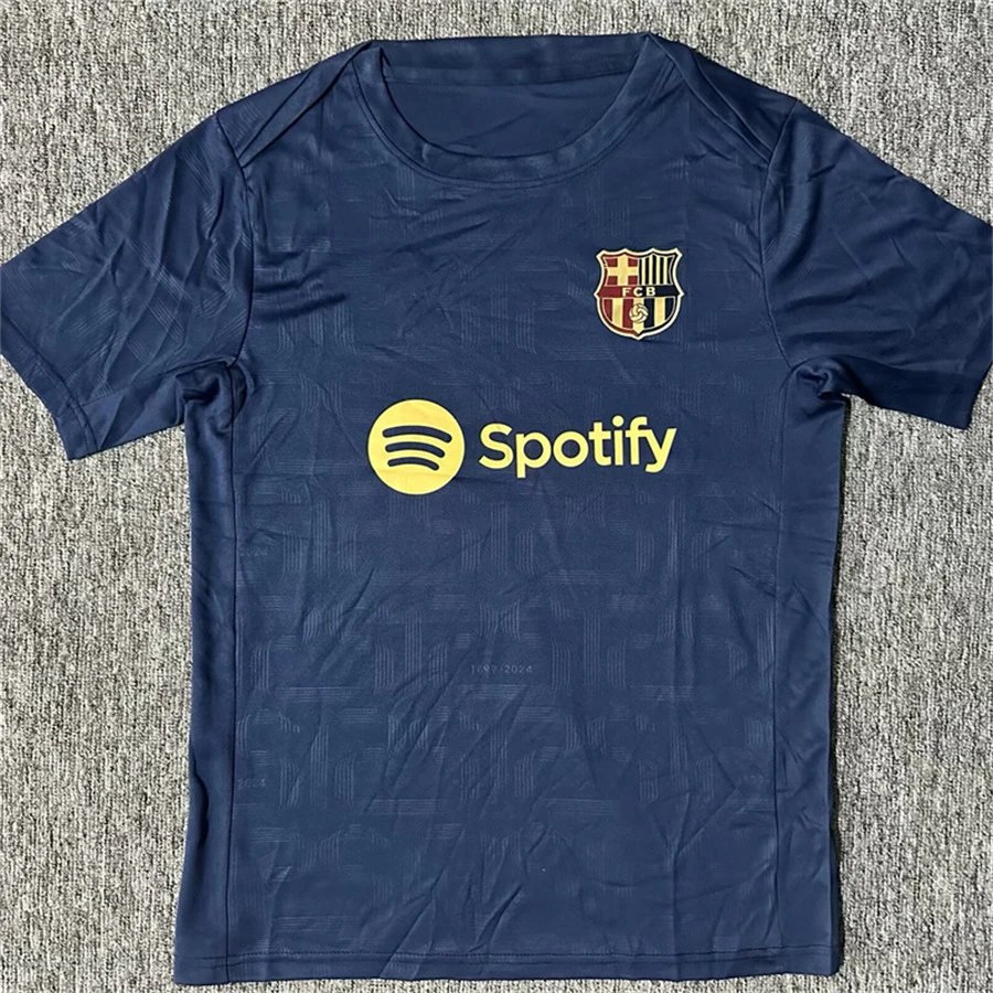 FC Barcelona Football Jerseys Assorted short-sleeve jersey designs — 24/25 Barcelona navy blue training jersey with gold sponsor logos