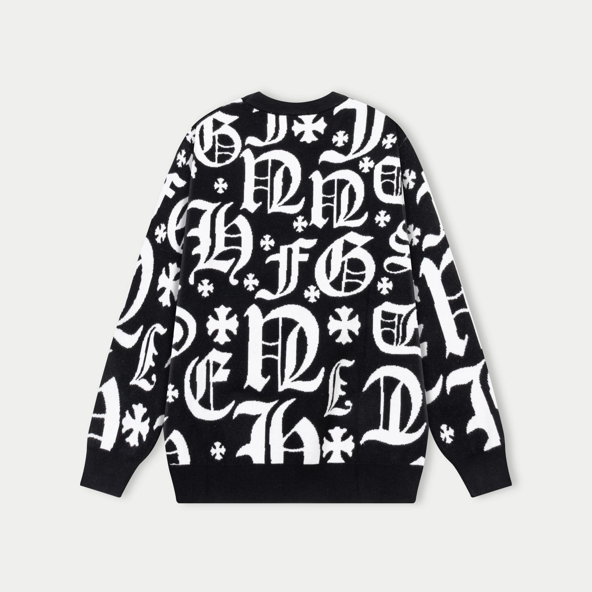 Chrome Hearts Black Gothic Letter Knit Sweater