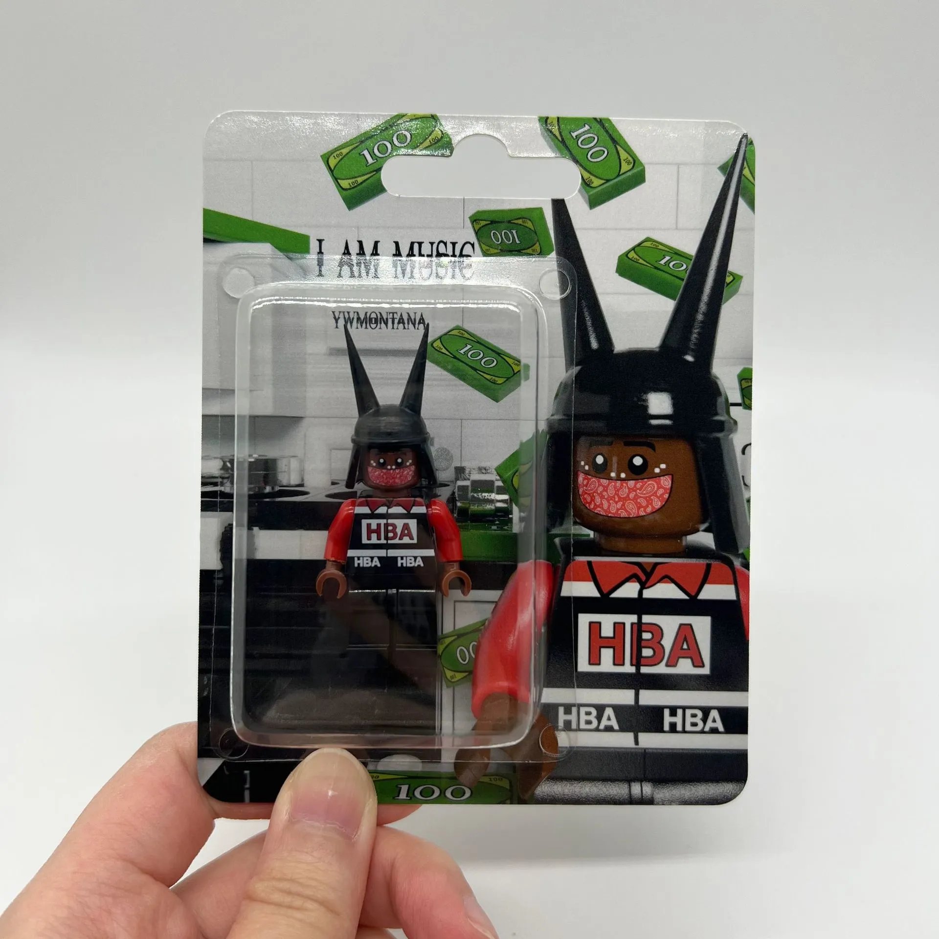 HBA Minifigure Black Spike Helmet Red Armored Style