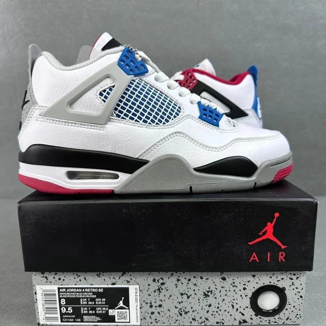 Air Jordan 4 Black Red Cement Grey White Blue Green Purple Yellow Olive