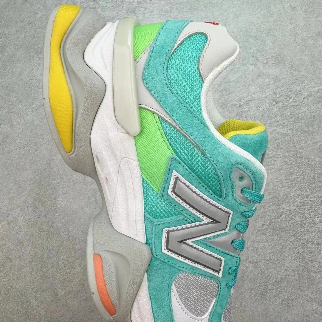New Balance 9060 Teal Lime White Chunky Sneakers