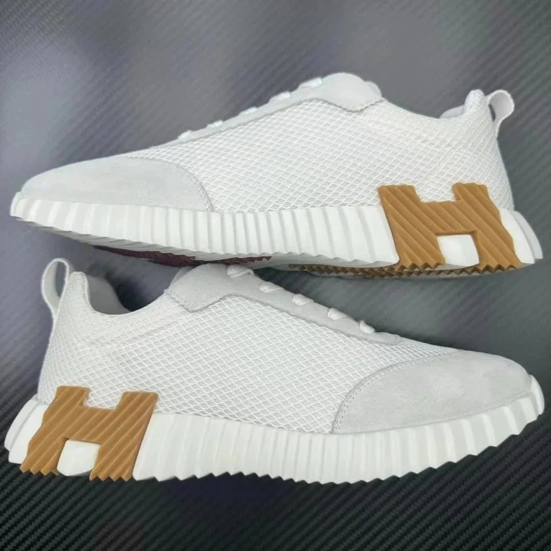 Hermès H-Ride White Beige Mesh Sneakers
