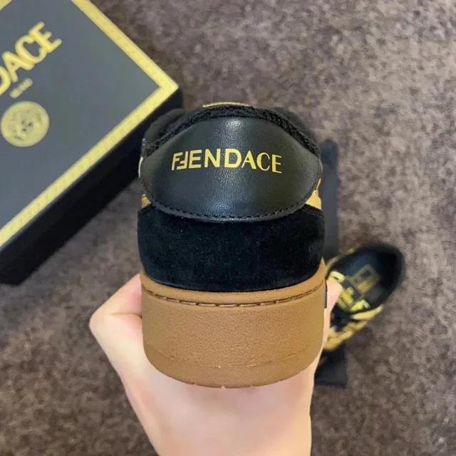 Fendi Sneakers Low-top lace-up leather and suede product detail image 30