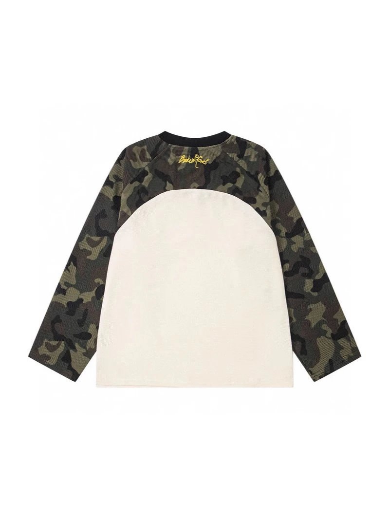 Camouflage Raglan Sweatshirt Olive Green Streetwear