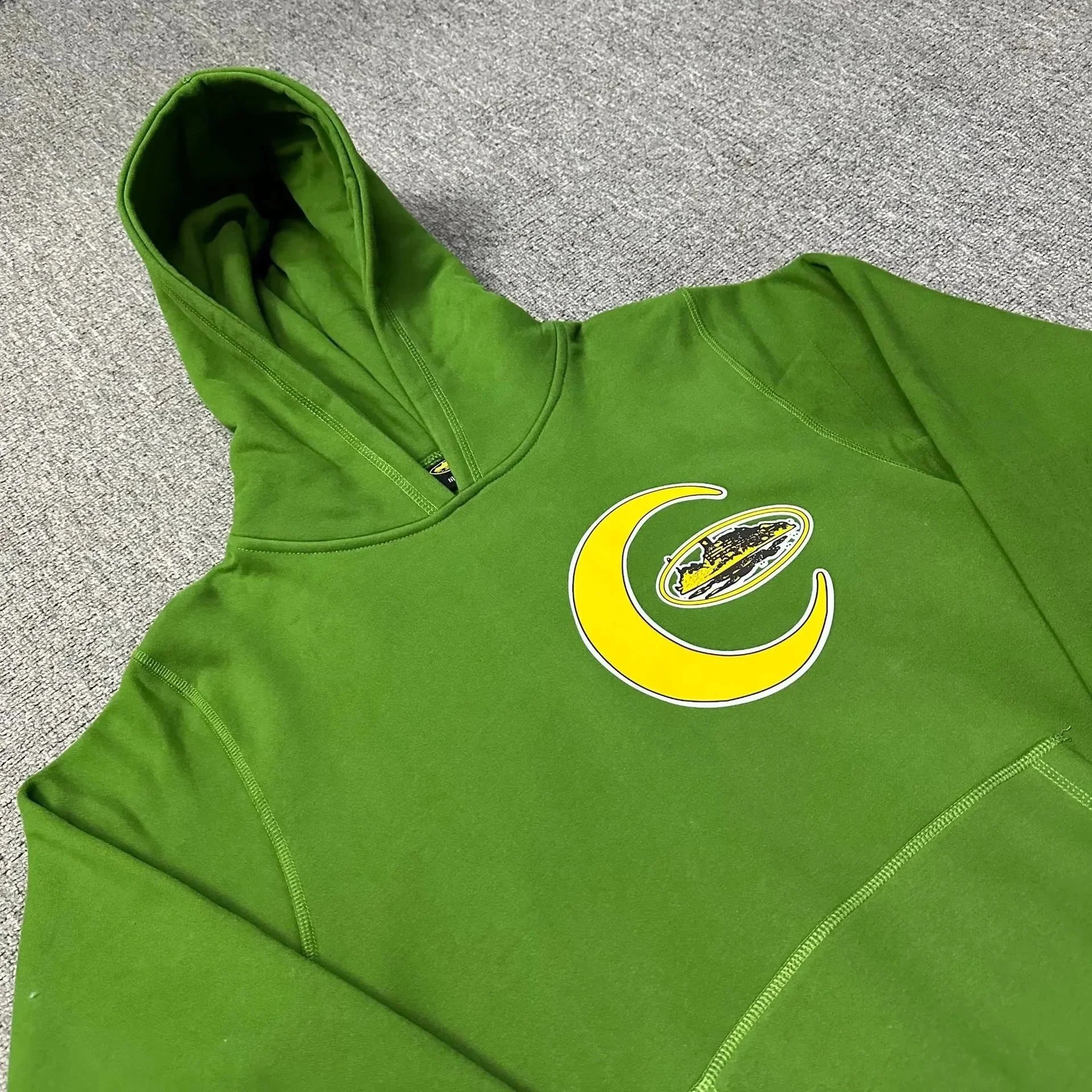 Black Hoodie and Jogger Set with Yellow Crescent Logo Sportswear