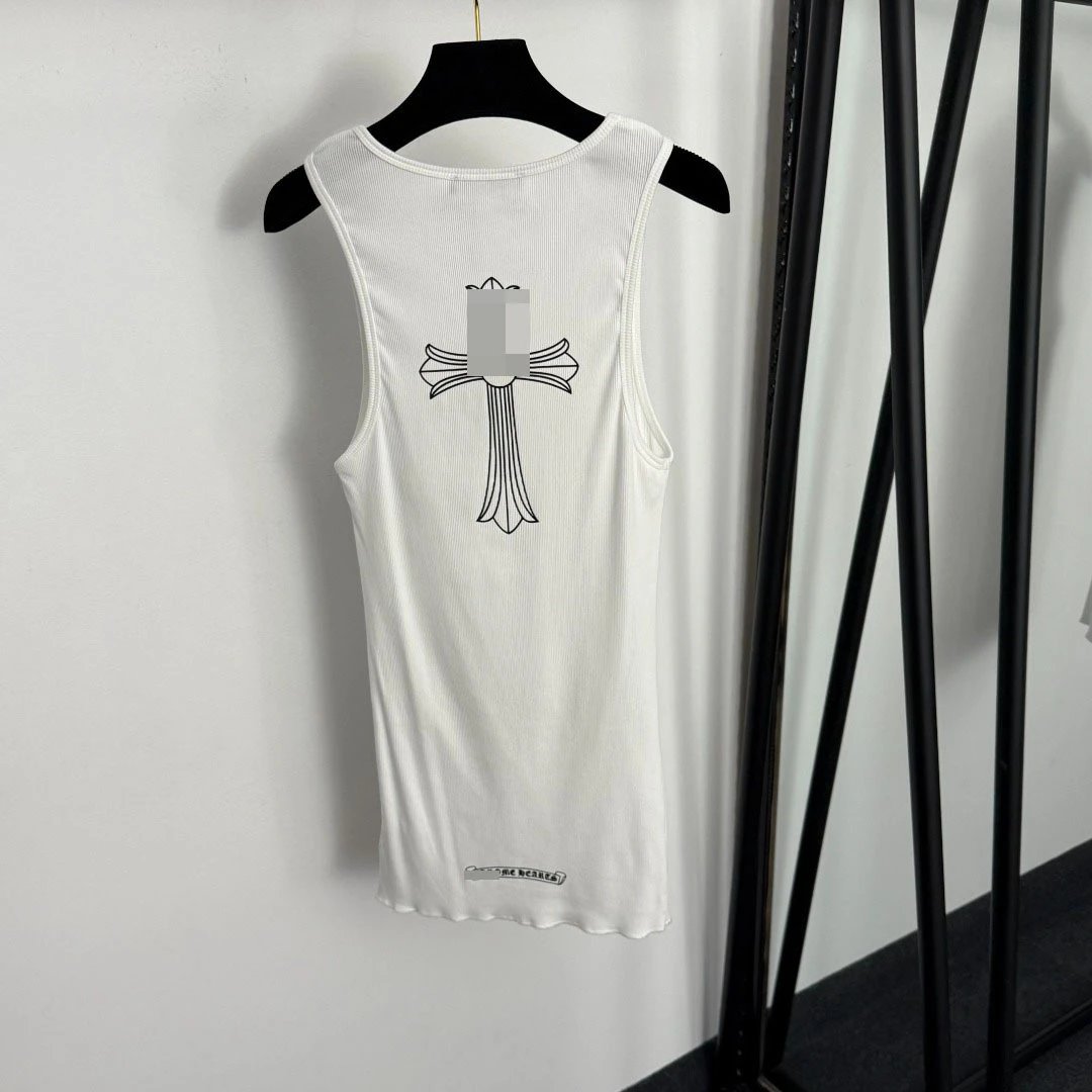Chrome Hearts Black Ribbed Cross Print Tank Top
