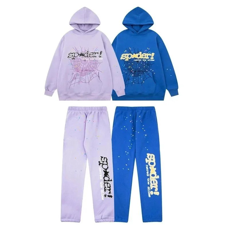 Spider Graphic Hoodie And Sweatpants Set Multicolor Streetwear
