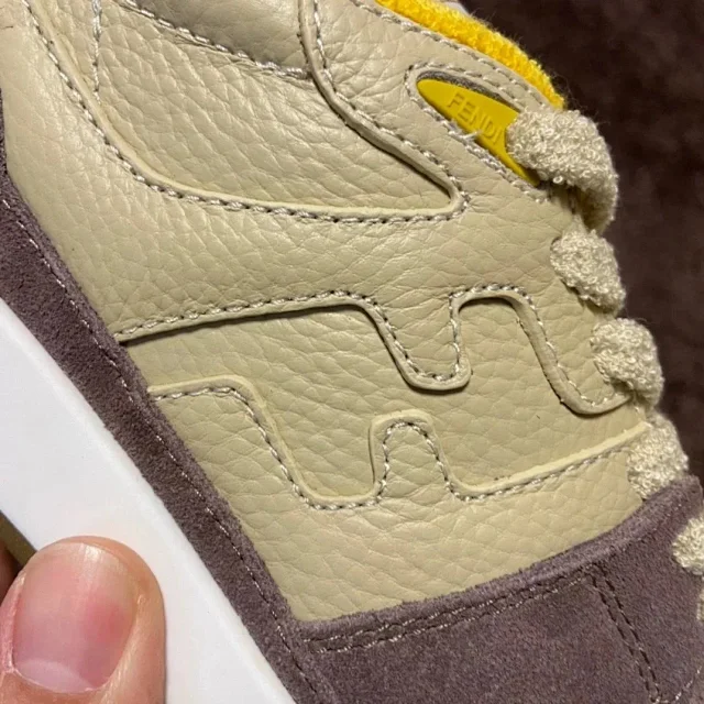 Fendi Sneakers Low-top lace-up leather and suede product detail image 44