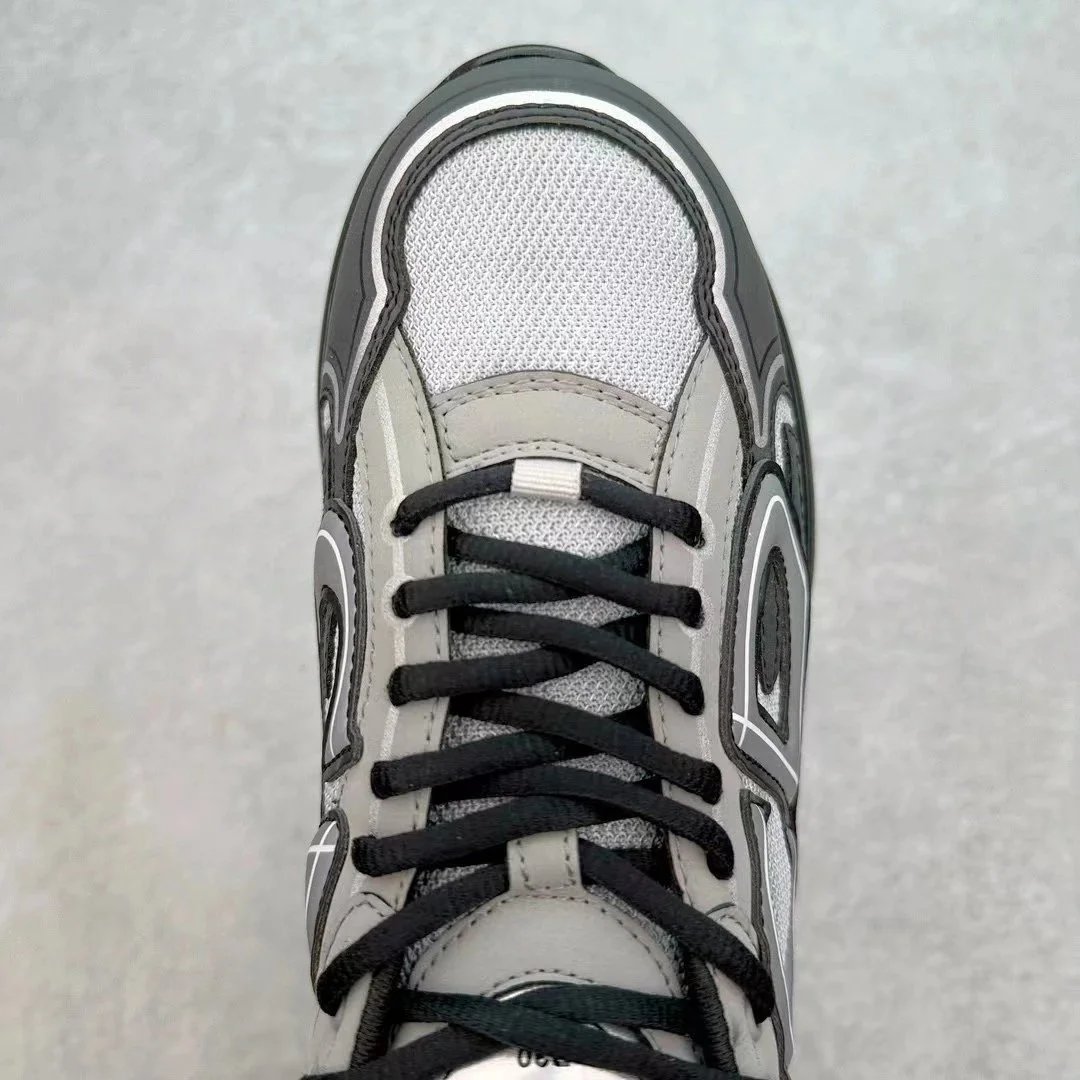 Dior B23 Gray Black Mesh Leather Sneakers