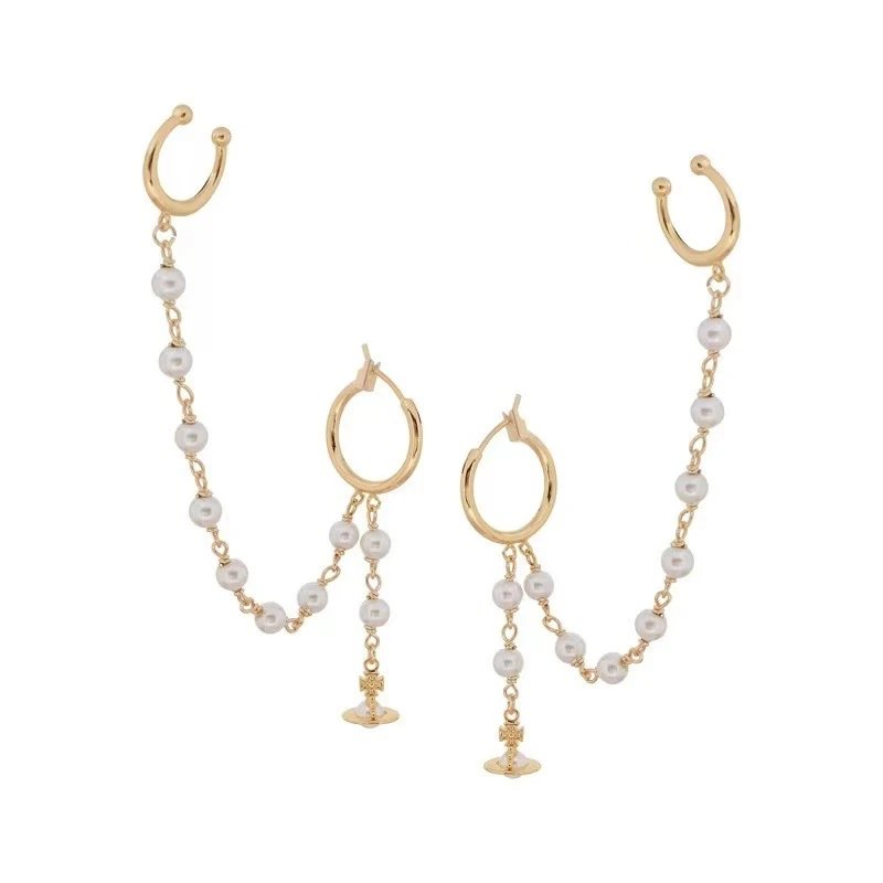 Vivienne Westwood Orb Pearl Black Gothic Ear Cuff Earring