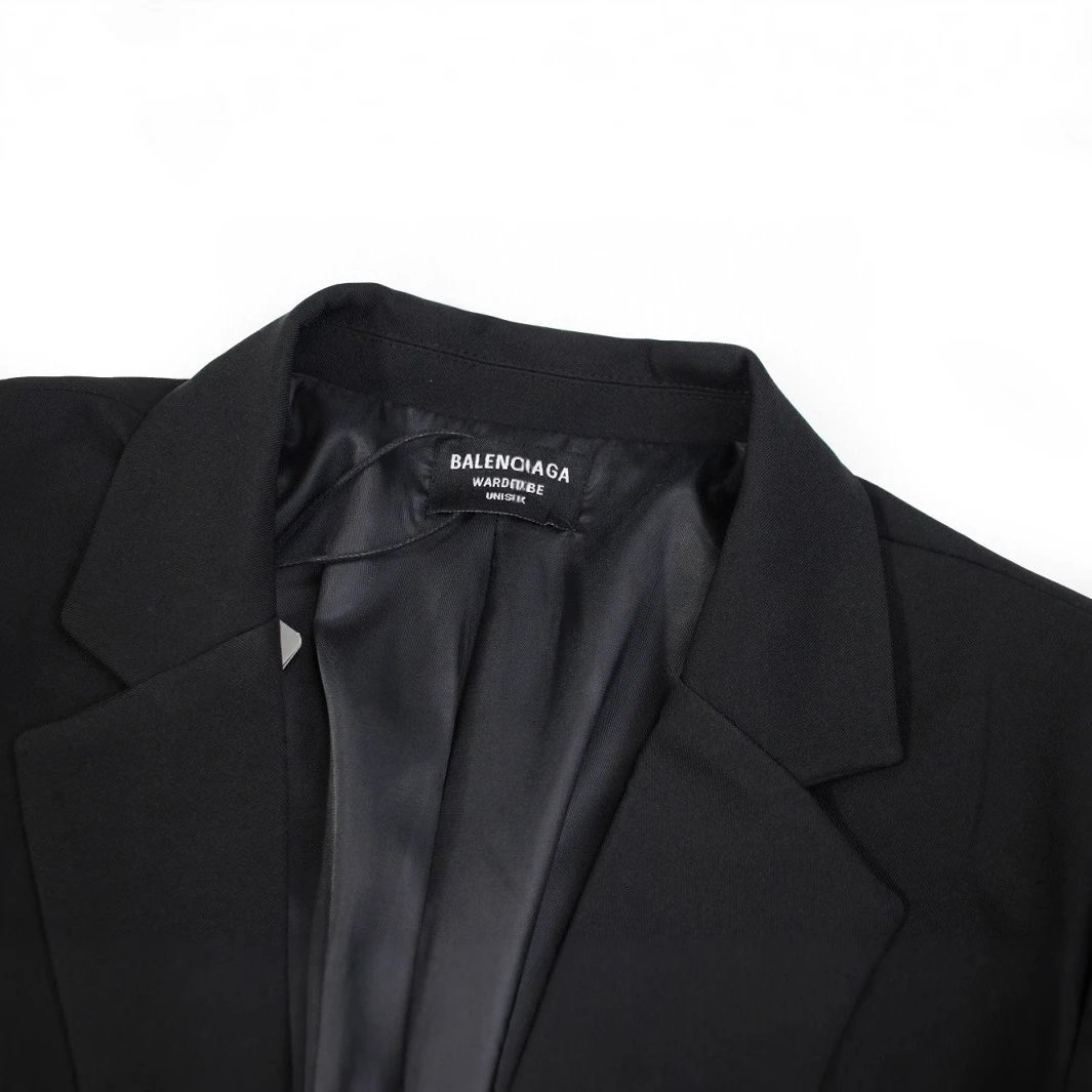 Black Wool Blend Single Breasted Blazer