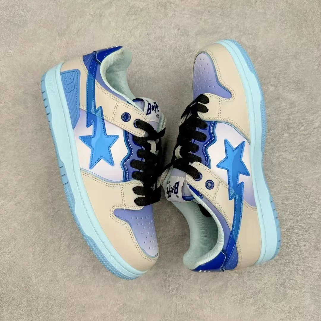 A Bathing Ape Bapesta Purple White Star Logo Low Top Sneakers