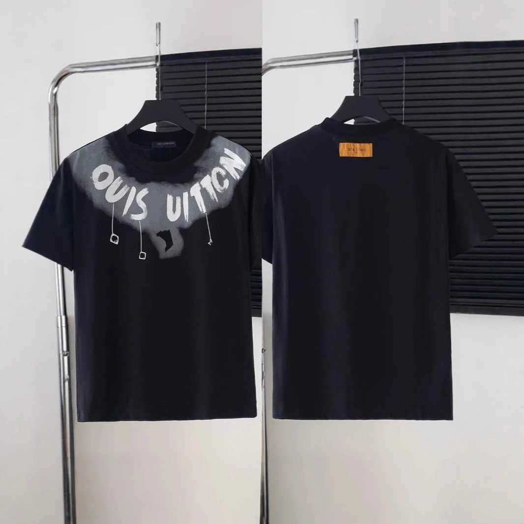 Louis Vuitton Graphic Print White Black Casual T-Shirt
