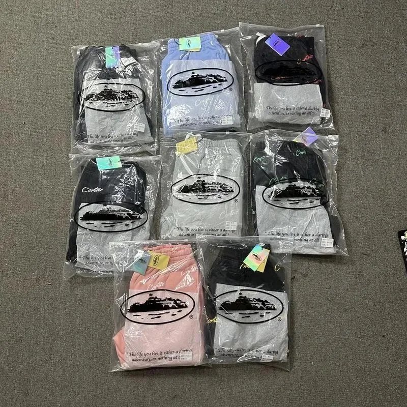Cortaux Logo Print Black Pink Peach Gray Blue Casual Sweatpants
