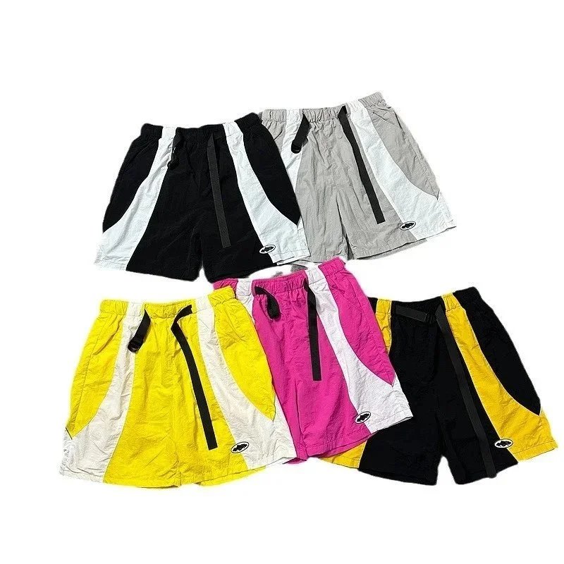 Sporty Panelled Shorts Black White Gray Yellow Pink Athletic