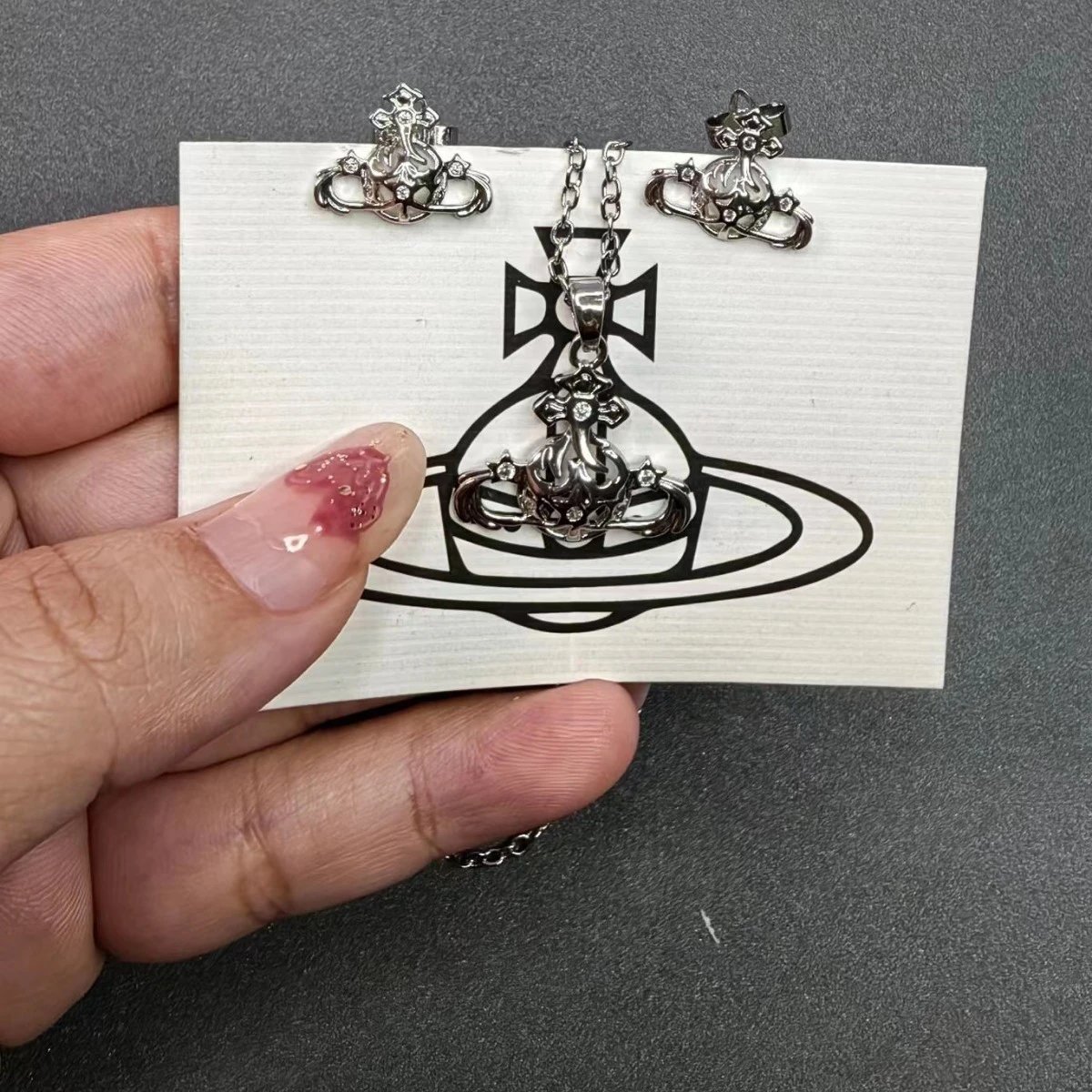 Vivienne Westwood Orb Silver Punk Necklace And Earrings Set