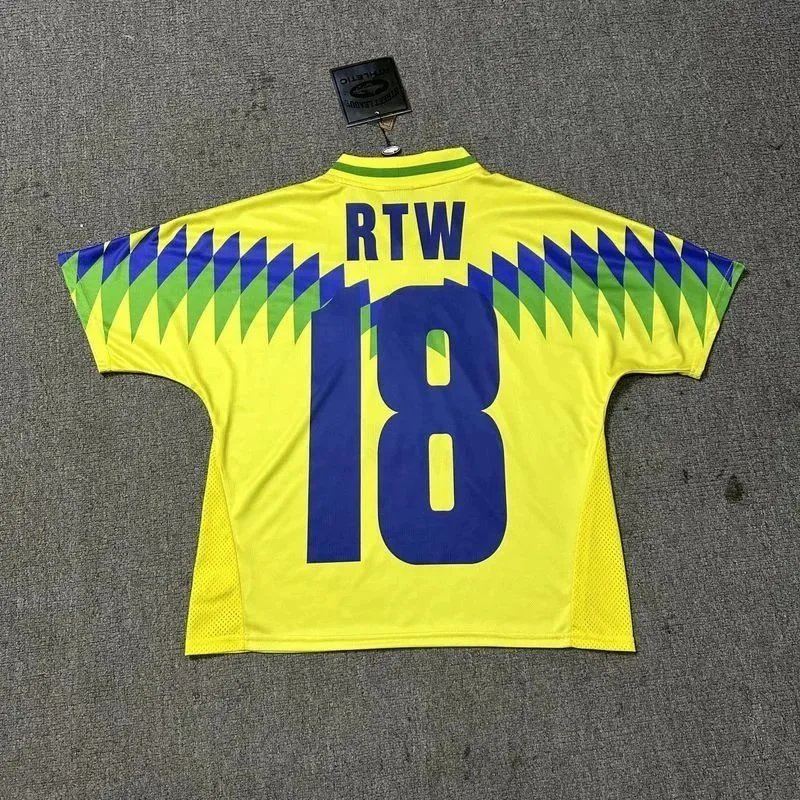 Brazil National Team 1994 Retro Soccer Jersey Blue Yellow Diamond Pattern