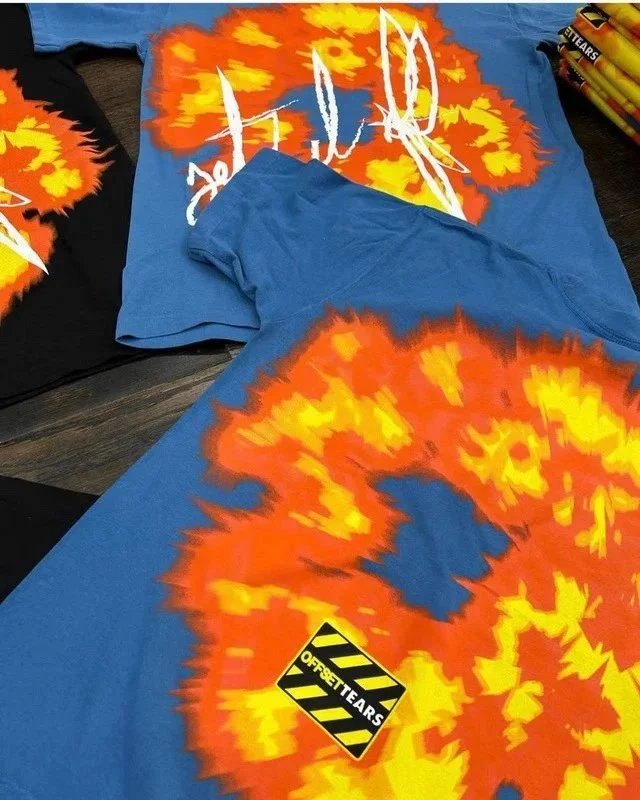 Off White Graphic Print Black Blue Streetwear T-Shirt