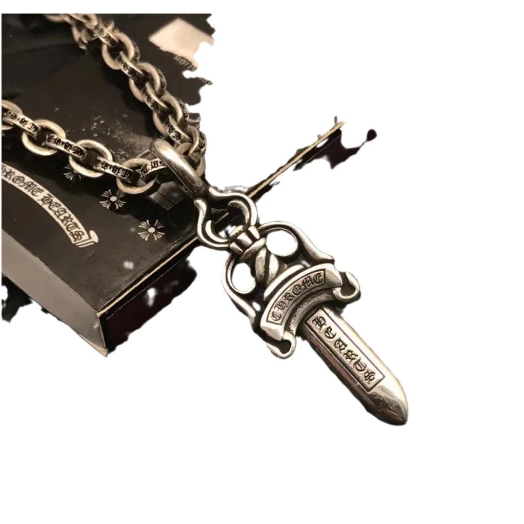 Chrome Hearts Silver Dagger Pendant Necklace