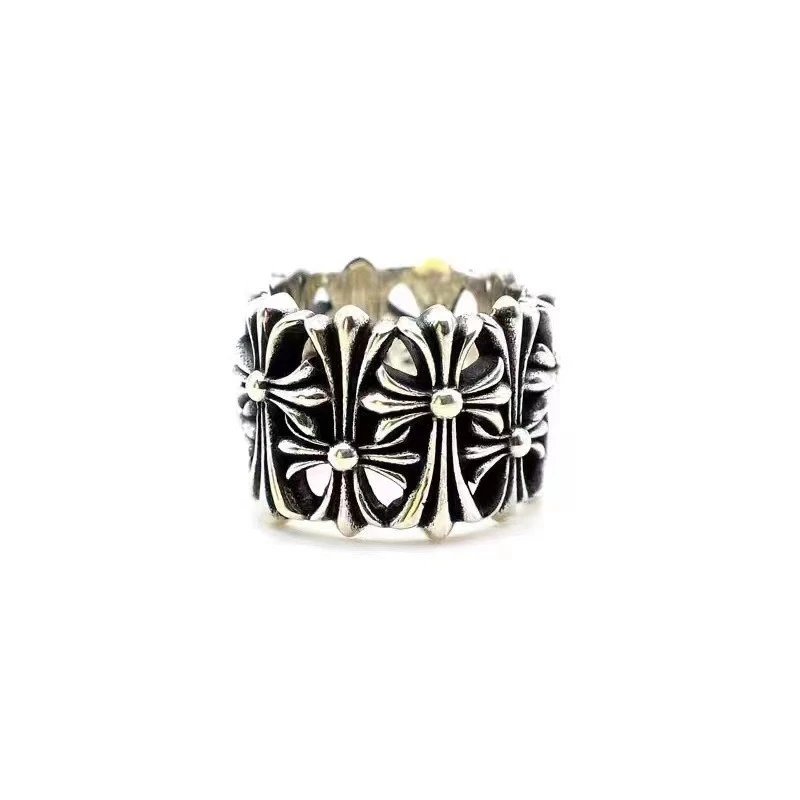 Chrome Hearts Silver Skull Cross Motif Ring