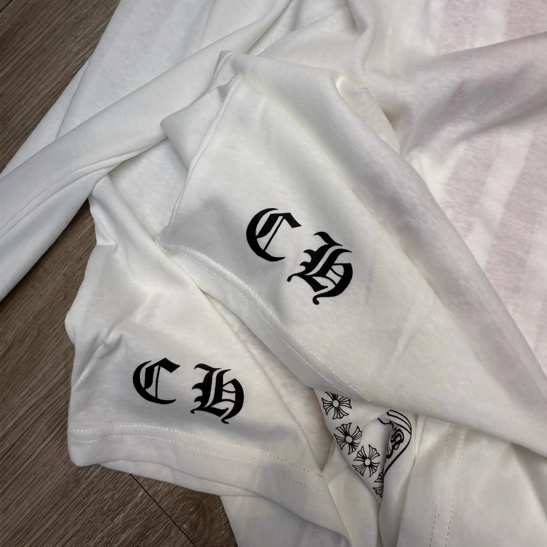 Chrome Hearts White Distressed American Flag Graphic T-Shirt