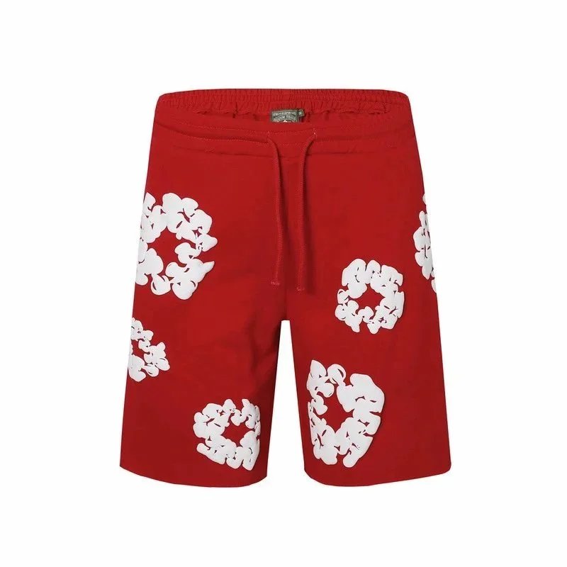 Cotton Shorts Gray Green Red Blue Black Floral Print休闲