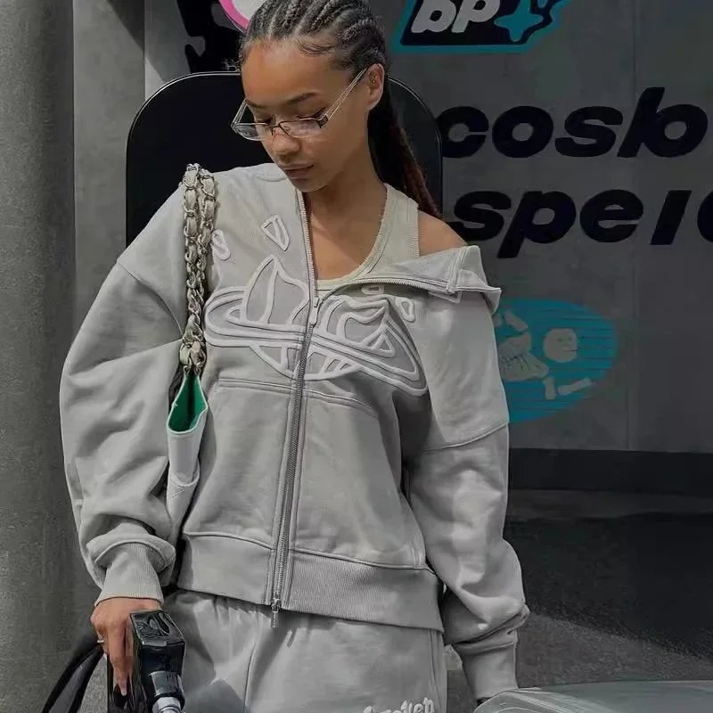 Broken Planet Gray Graphic Hoodie and Jogger Set
