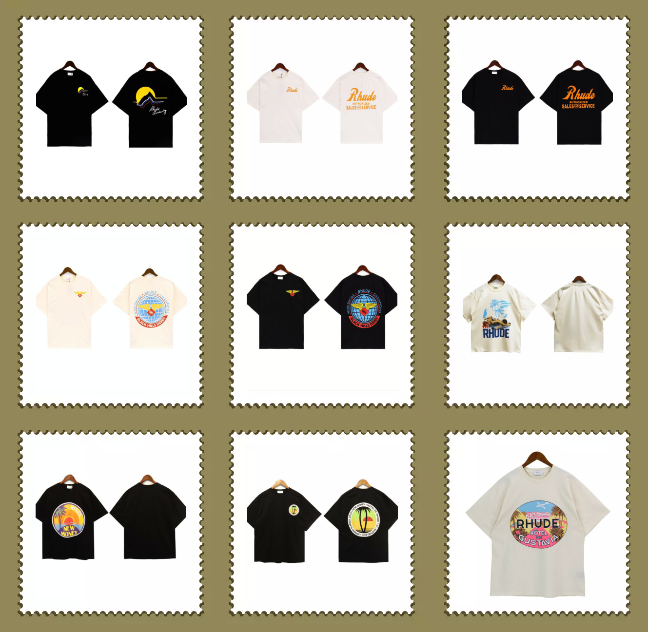 Rhude Graphic Print White Black Casual T-Shirt