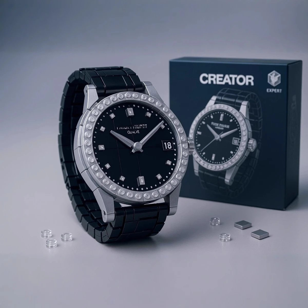 Patek Philippe Geneve Black Diamond Bezel Luxury Watch