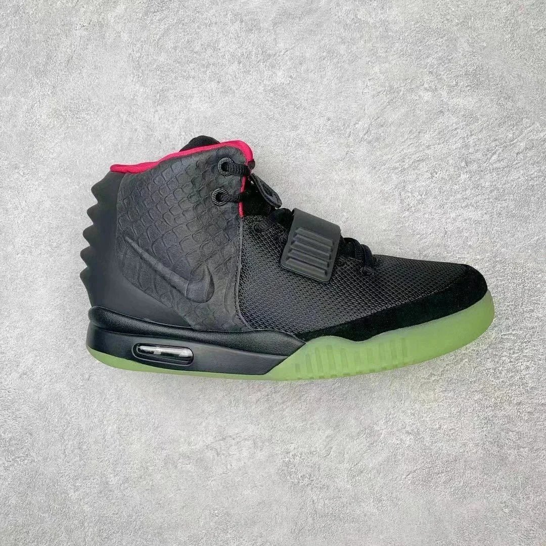 Nike Air Yeezy 2 Black Green Glow High Top Sneakers