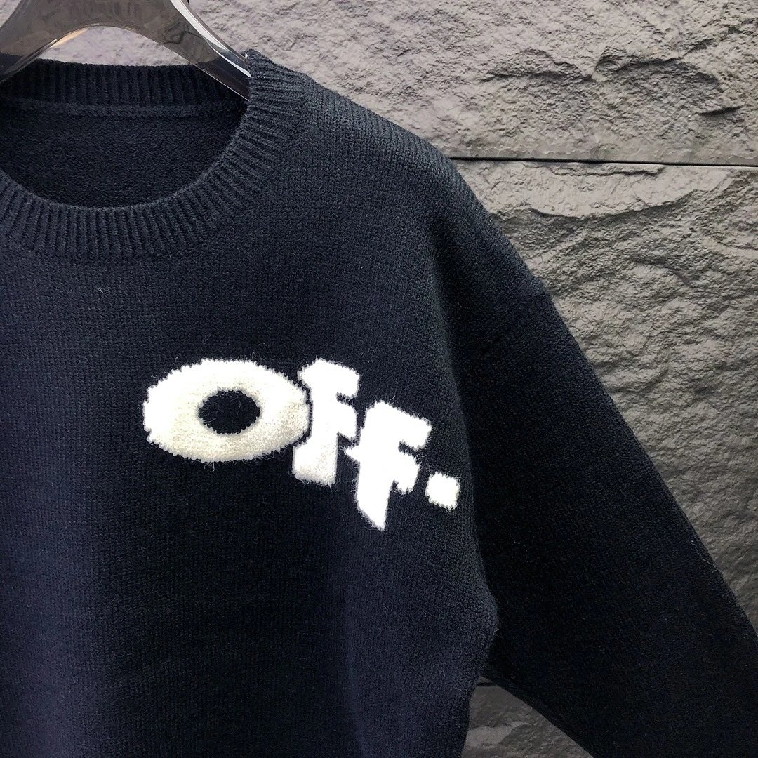 Off-White Logo Cream Oversized Knit Sweater