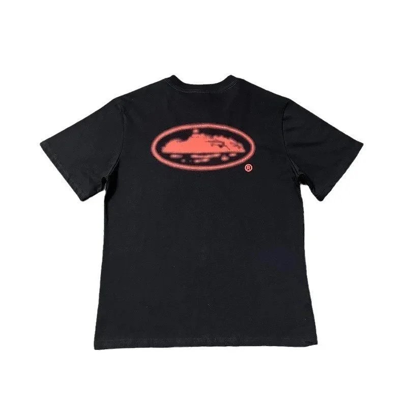Oval Logo Graphic T-Shirt White Black Blue Red Casual