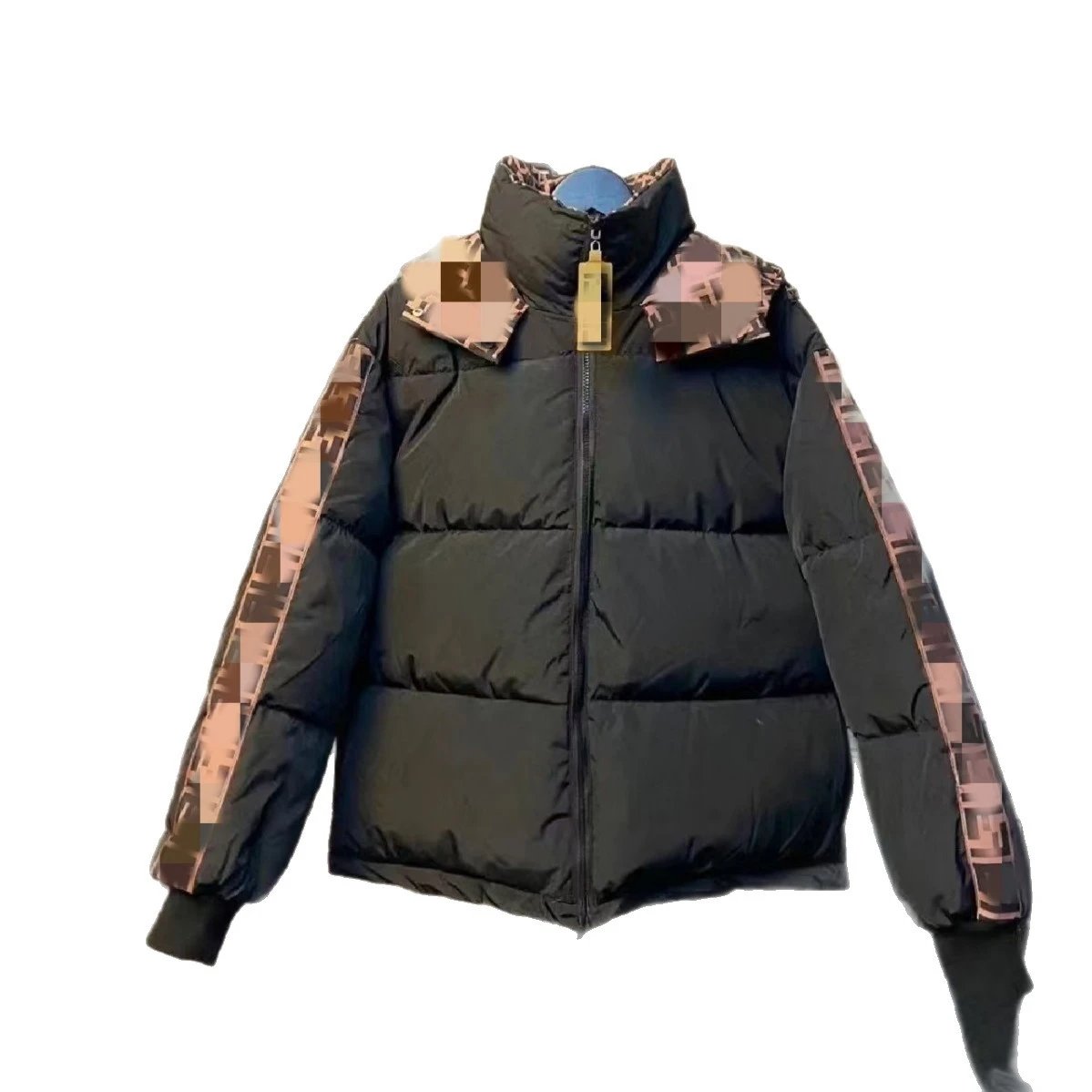Unbranded Down Jackets Puffer Jacket with Patterned Trim image 4