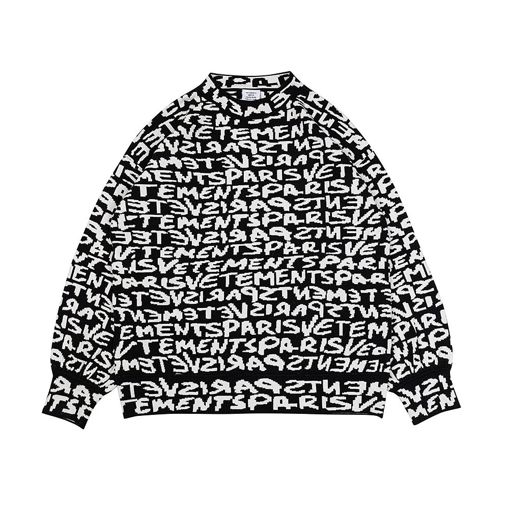 Vetements Paris Black Graphic Print Oversized Sweater
