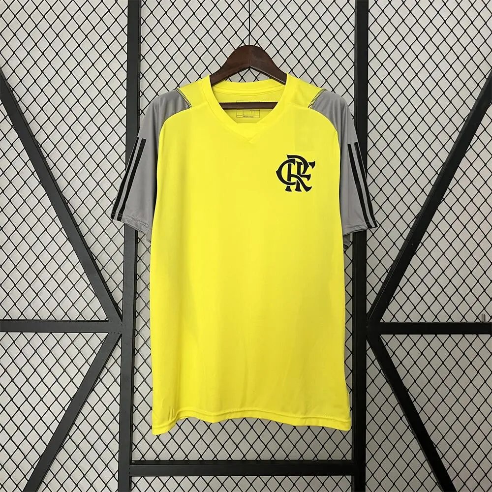 Flamengo Football Jerseys Short-Sleeve Club Crest Jersey — 2425 Flamengo training suit, yellow