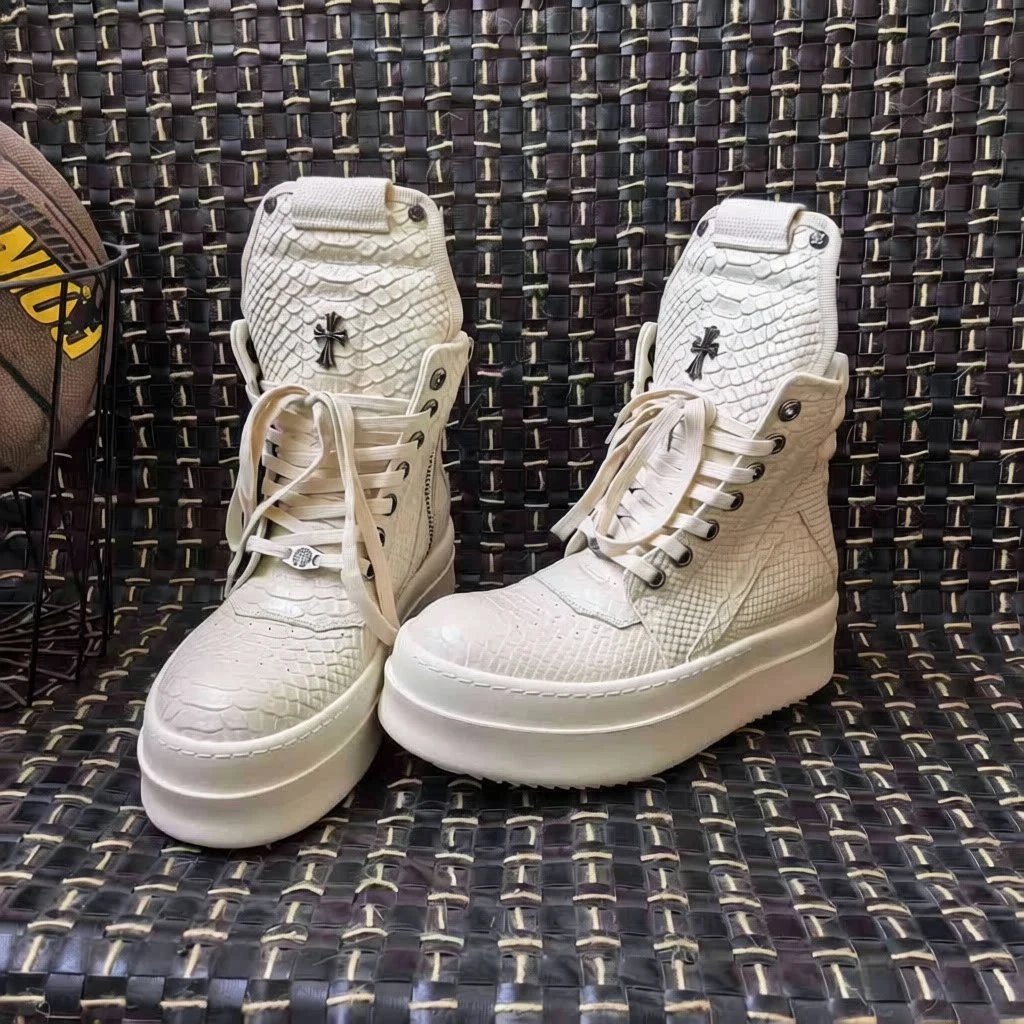 Chrome Hearts Black Python Leather High Top Sneakers