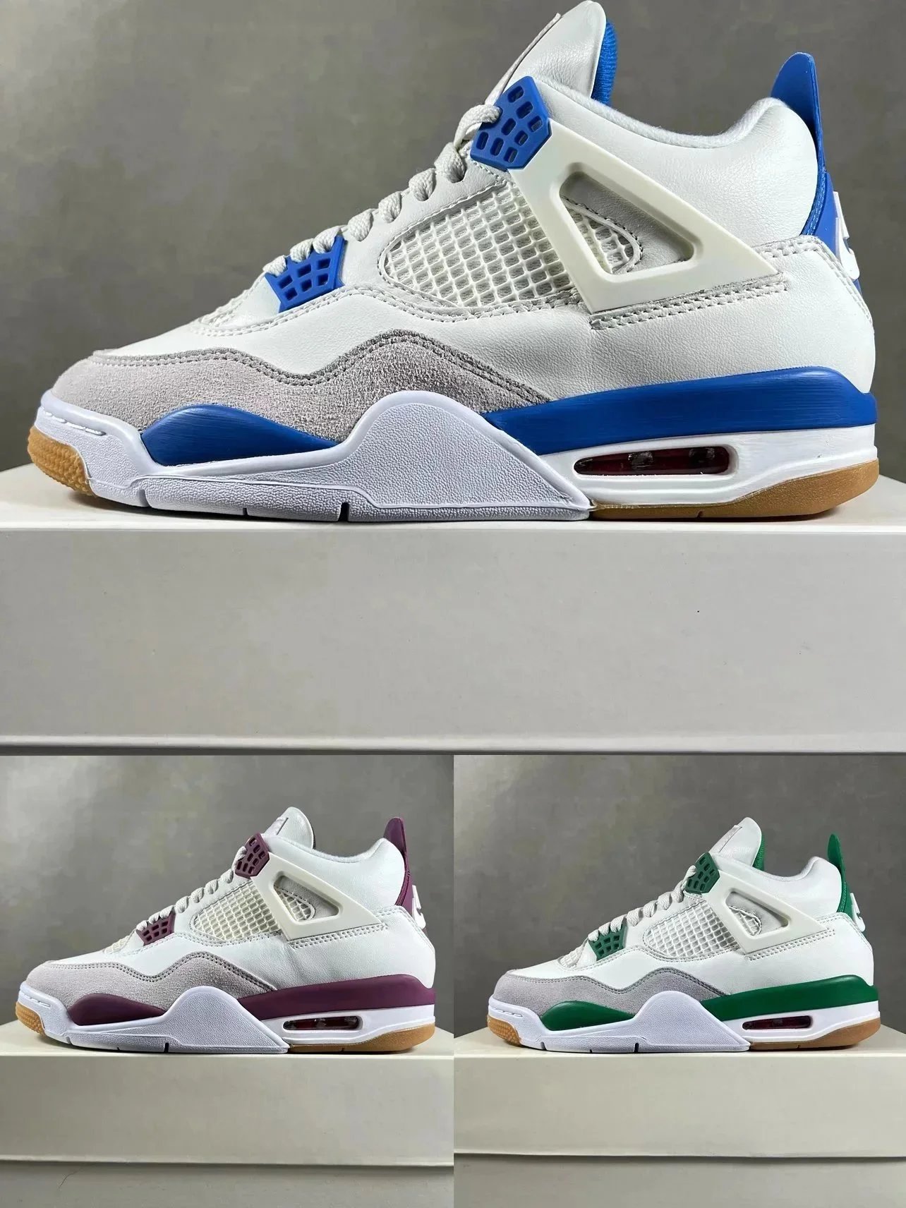 Nike Air Jordan 4 White Blue Casual Sneakers