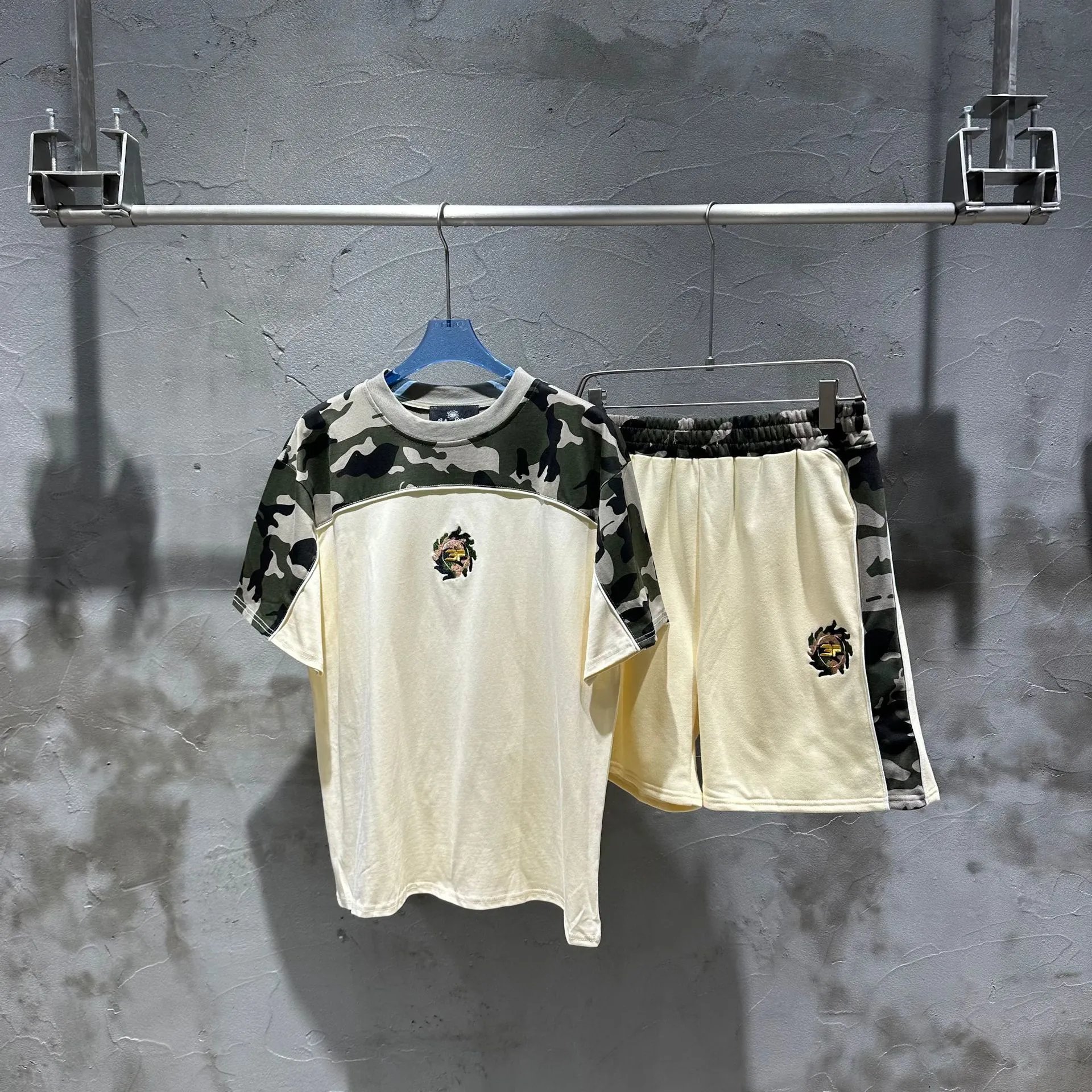 Camouflage Panel T-Shirt White Black Beige Streetwear