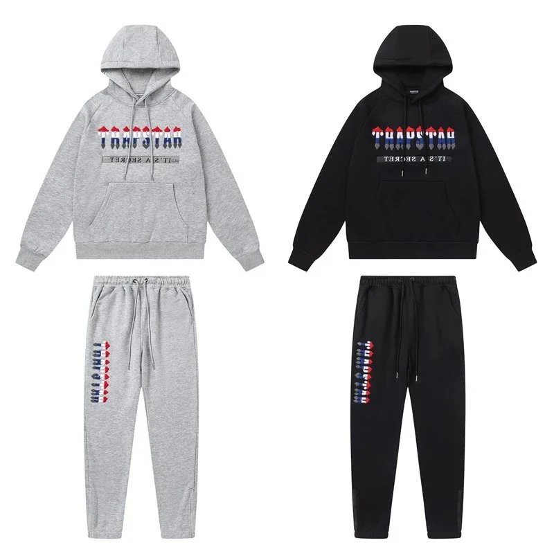 Trapstar Hooded Sweatshirt Black Gray Graphic Streetwear