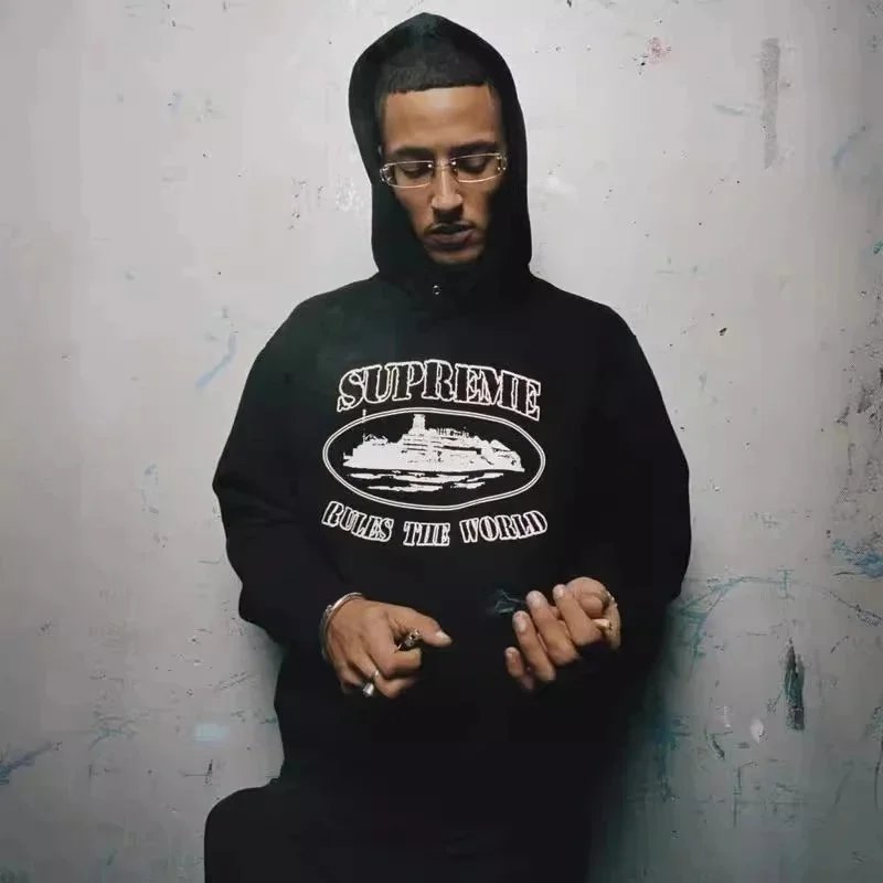 Supreme Rules The World Black Graphic Hoodie