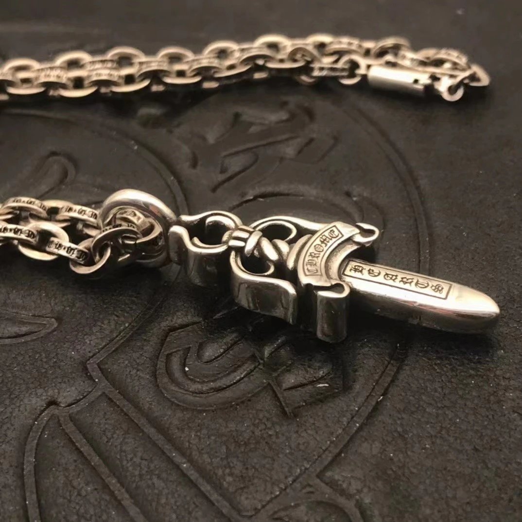 Chrome Hearts Silver Dagger Pendant Necklace