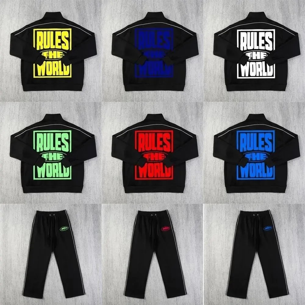 Black Track Jacket and Pants Set Rules The World Graphic Sportswear