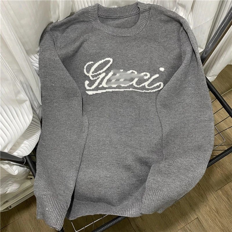 Gucci Logo Gray Knit Crewneck Sweater