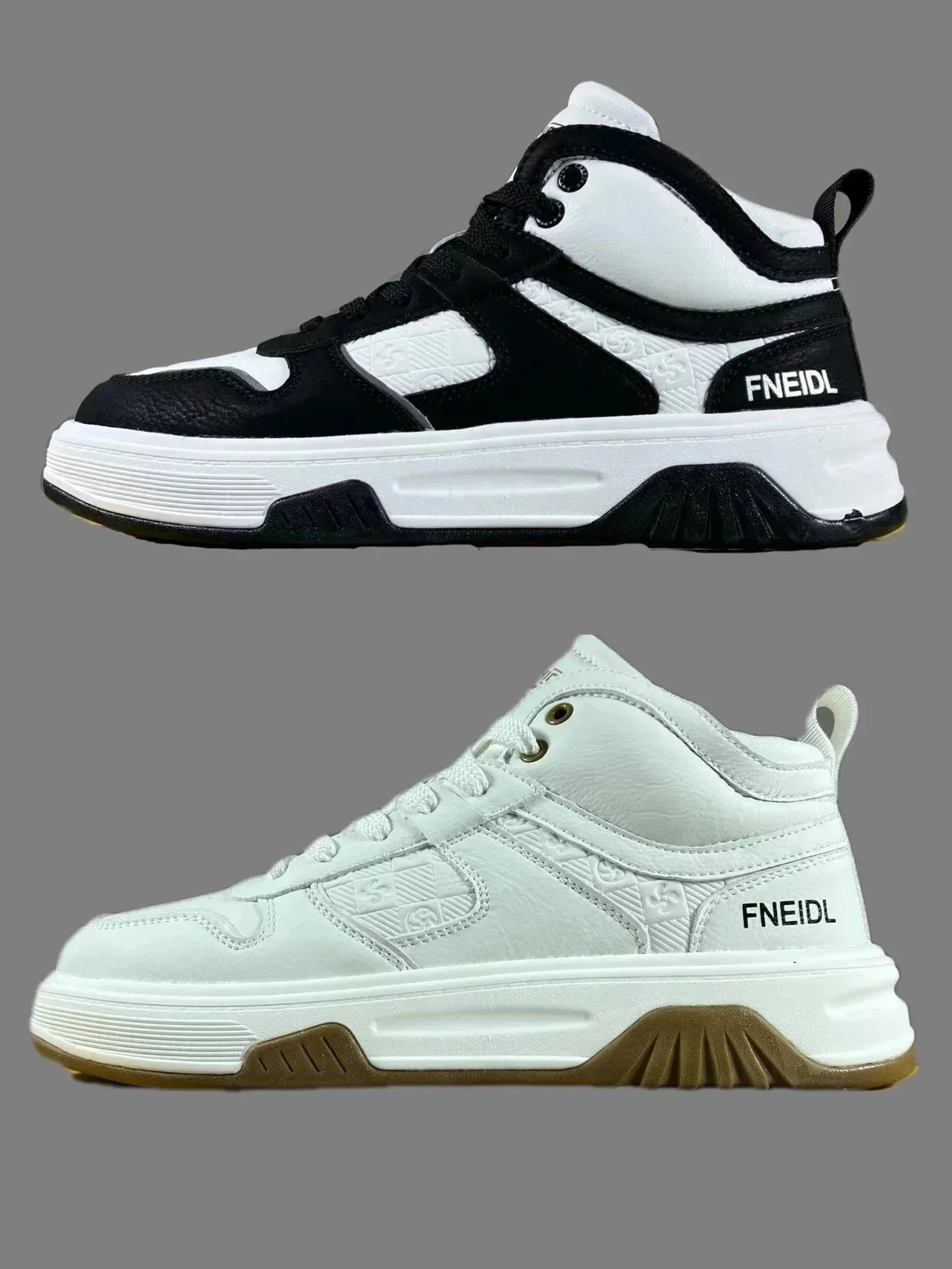 FNEIDL High Top White Black Casual Sneakers