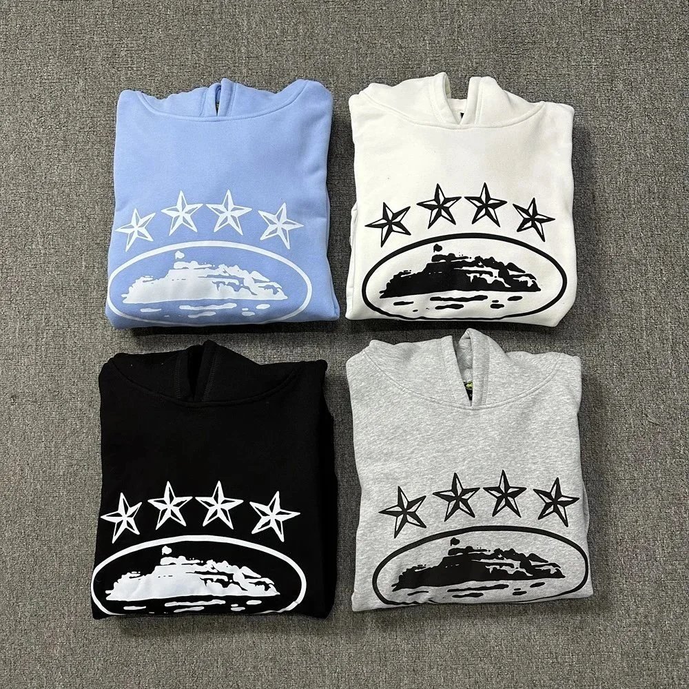 Graphic Hoodie Sweatpants Set Light Blue Black Gray White Casual