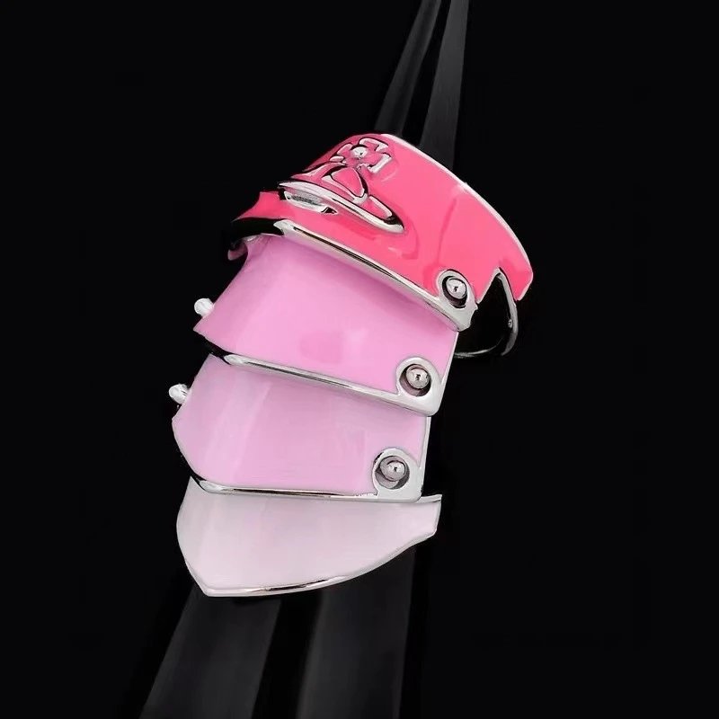 Vivienne Westwood Orb Enamel Gold White Black Pink Statement Ring