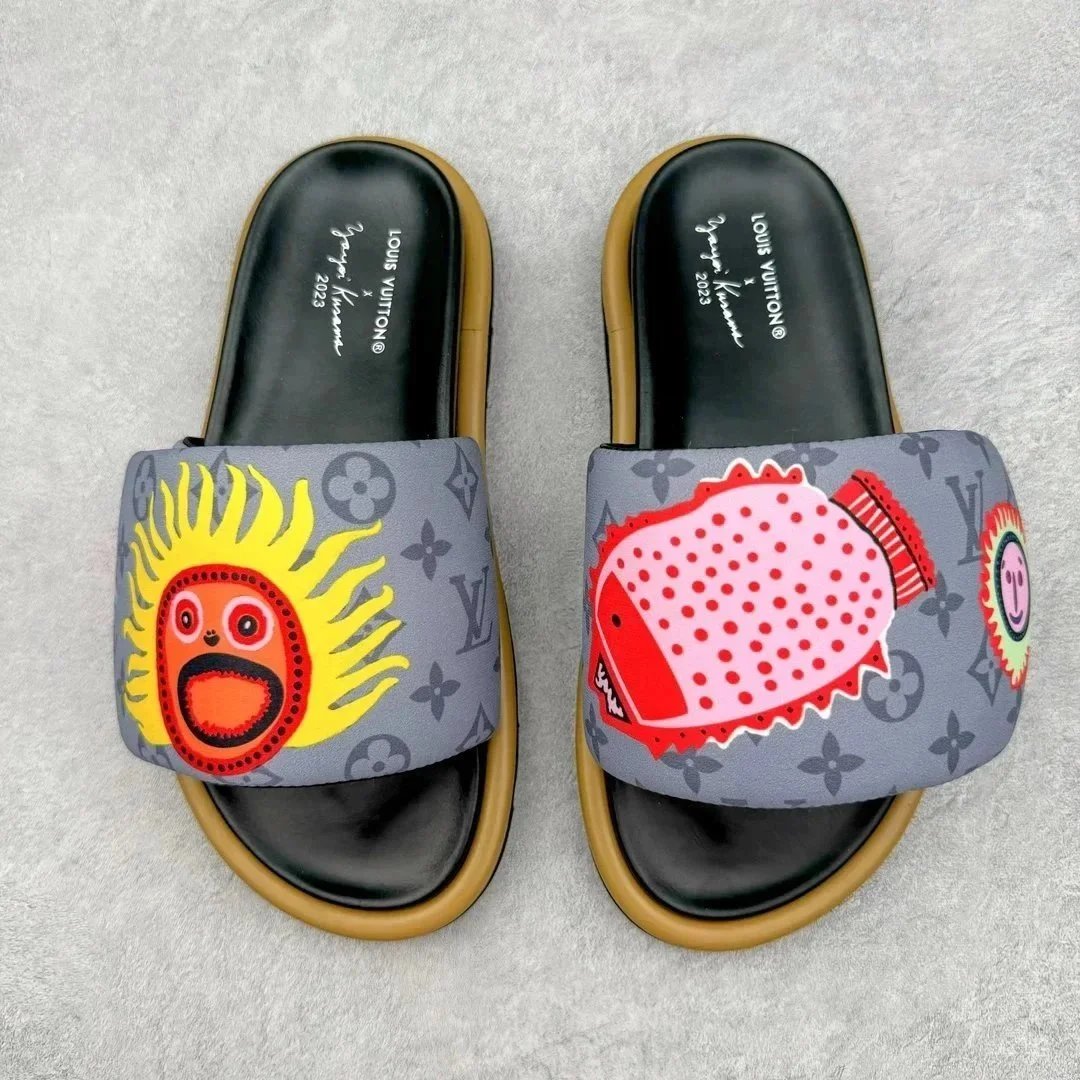 Louis Vuitton x Yayoi Kusama Brown Monogram Slide Sandals